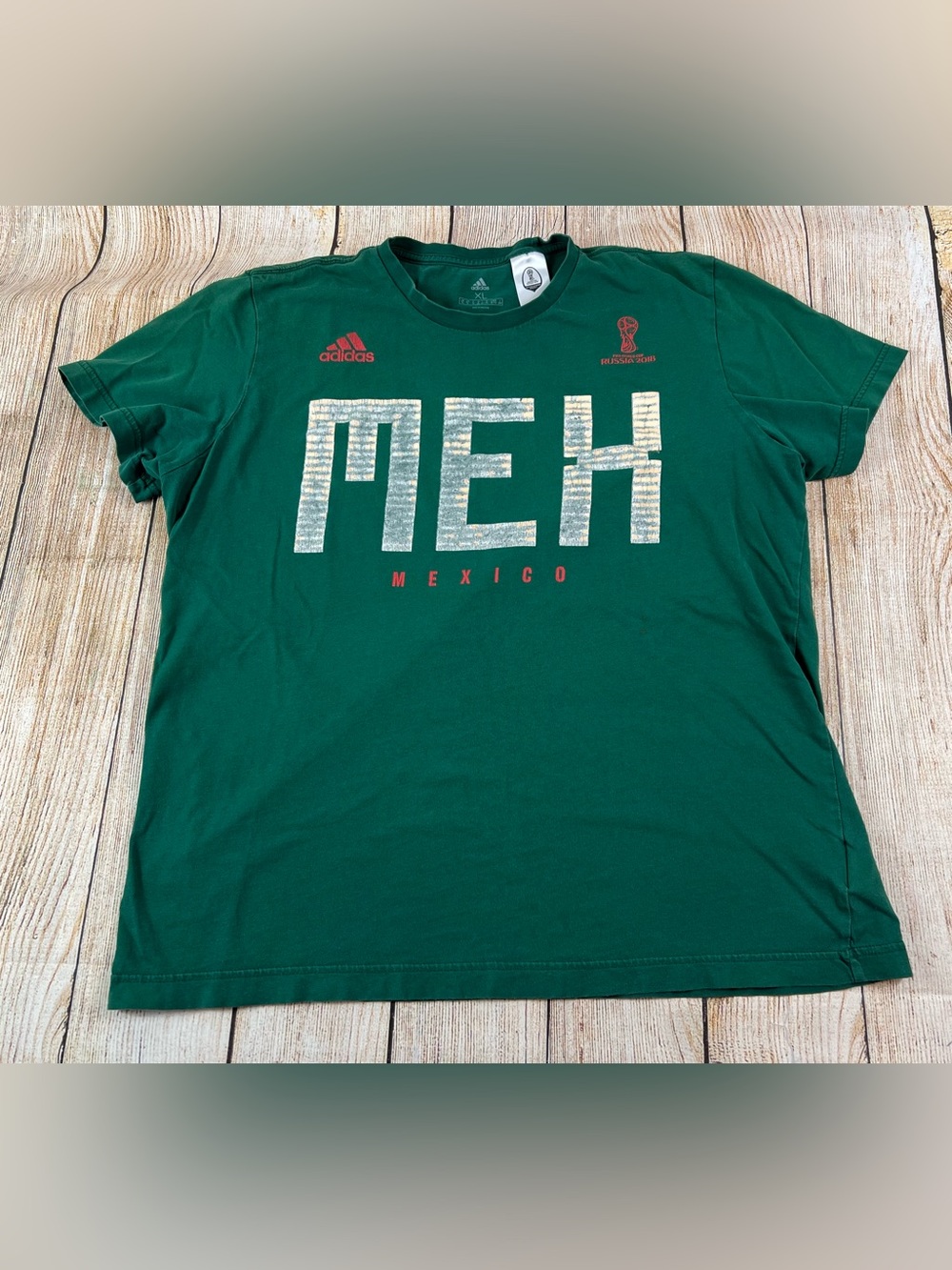 Adidas World Cup Soccer FIFA Russia 2018 Mexico Green T Shirt Size XL